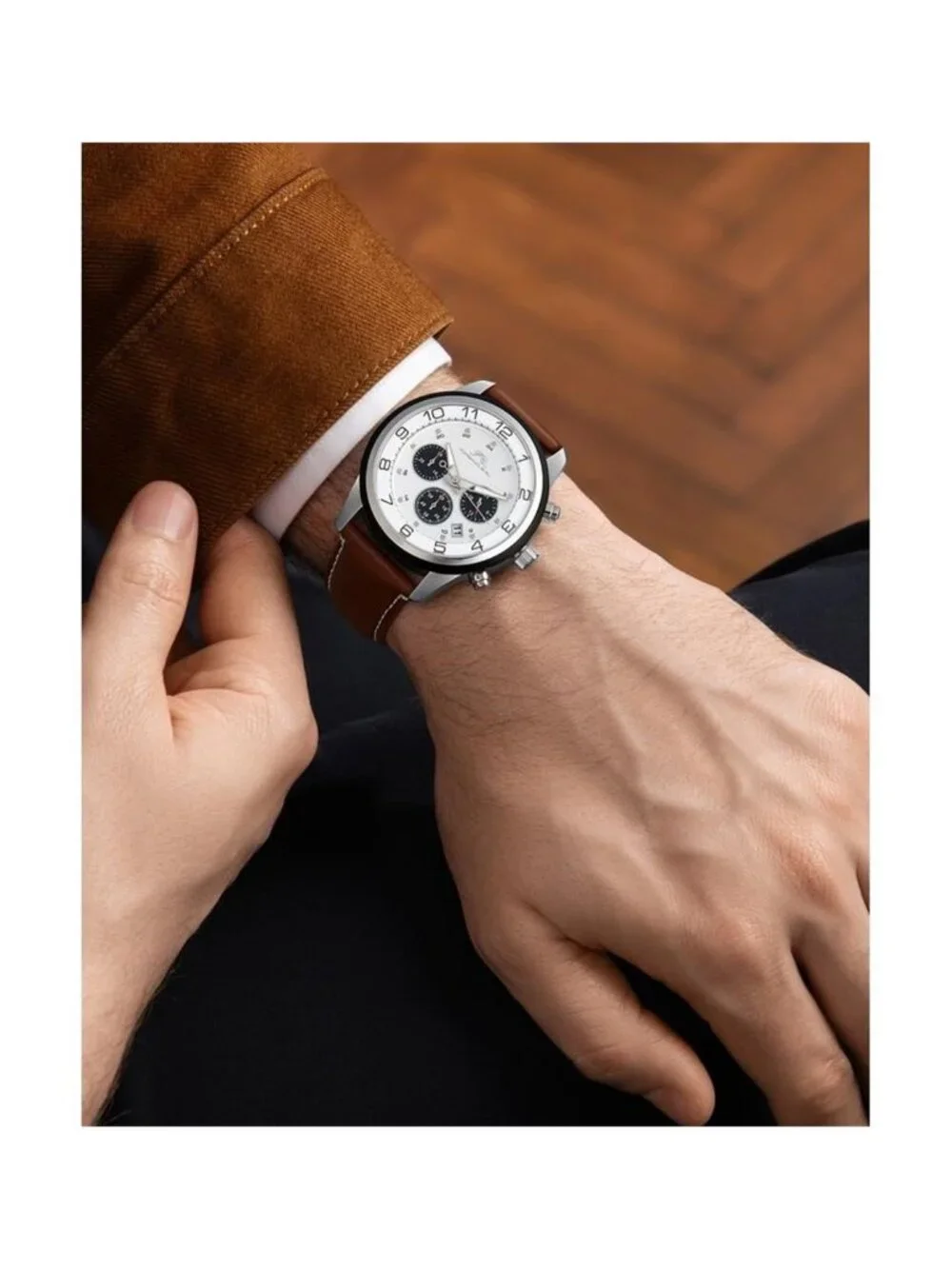 NWT Porsamo Bleu Arthur Chronograph Quartz White Dial Men's Watch